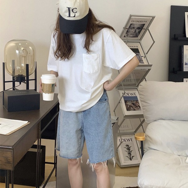★楽ちん可愛いが叶う♪胸ポケット付き無地Tシャツで大人カジュアルをアップデート！★