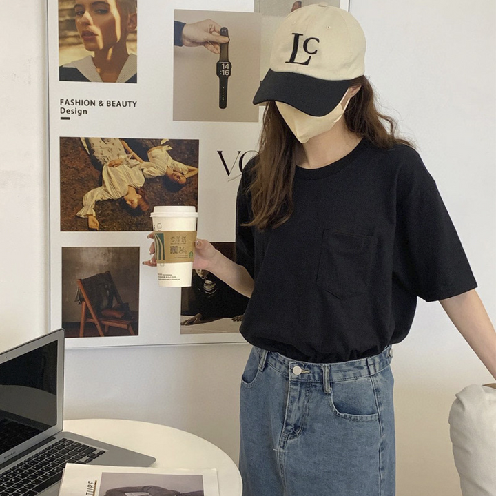 ★楽ちん可愛いが叶う♪胸ポケット付き無地Tシャツで大人カジュアルをアップデート！★